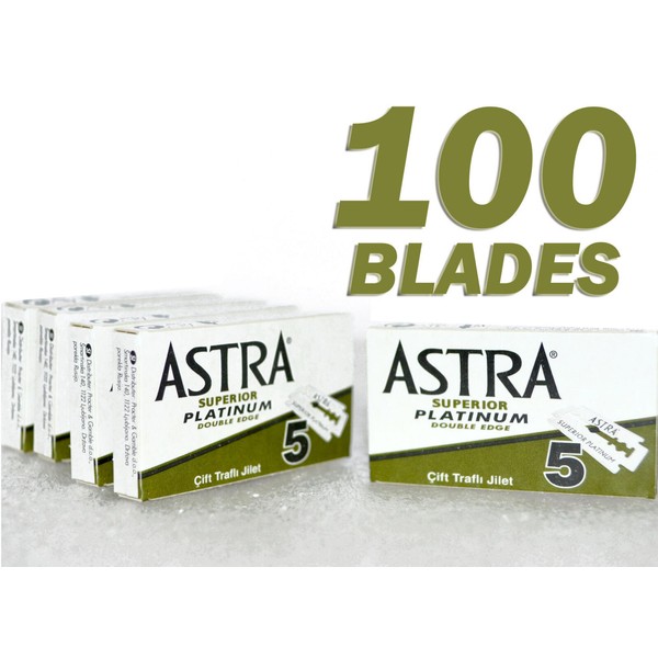 100 pcs Astra Superior Platinum Double Edge Shaving Razor Blades