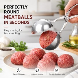 Stainless Steel Meatball Maker Tool – Non-Stick Scissor Scoop for Perfect Round Meatballs, Rice Balls, Cookie Dough, Sorbet & Kitchen Food Prep