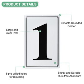 M METERXITY Aluminum Number Sign 1, 11.8 Inch House Numbers and Metal Letters, Parking Spot Letter Signs, Metal Letter Wall Decor for Garden/Door/Mailbox [Black Text On White]