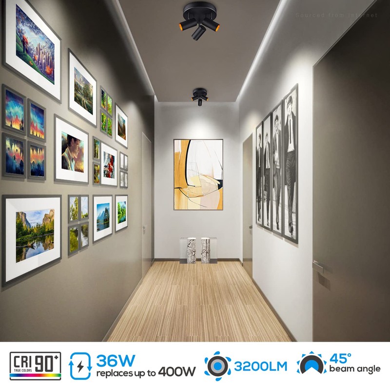 LEONLITE 36W 5CCT 3 Light LED Directional Ceiling Spotlight Fixtures,