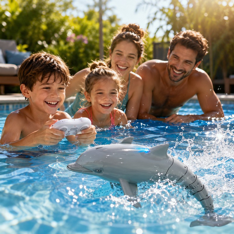 Remote Control Dolphin Water Toy for Kids – LED Spray