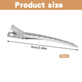 48Pcs Pin Hair Clips, 3.5 Inch Silver Metal Hair Clip Duck Bill Clip for Sectioning Styling, Extensions, Hairdressing, Women Alligator Clips for Roller Salon Bows DIY Accessories