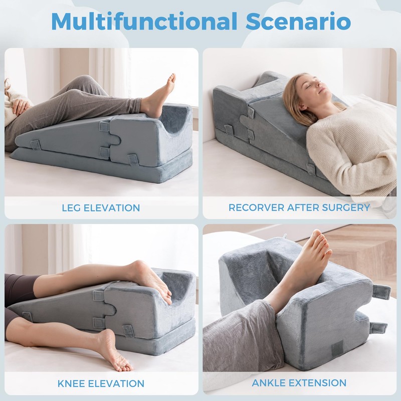 Leg Elevation Pillow for Sleeping, Foam Wedge Pillow Set for