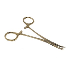 Pet Groomer Dog/Cat Hemostat Forceps 5" Hair Puller with CRV Serrated Tips Ear Care Multipurpose Ratchet Locking Clamps Made of Stainless Steel Helps in Cleaning Paws, Nose, Furs - Full Gold