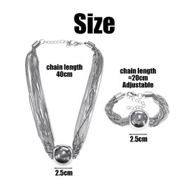 CQQNIU 1 Silver Bead Necklace And 1 Silver Bracelet, Geometric Necklace, Punk Style Jewelry, Clothing Accessories