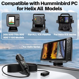 12V Power Cord for Humminbird Fish Finder Charger Fits for Humminbird for Helix 7/5/8/9/10/12/15, for All ICE for Helix, All ICE Flasher Models 720105-1 Fishfinders AC Adapter