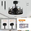Rustic Ceiling Fans with Lights and Remote, Black Caged Ceiling