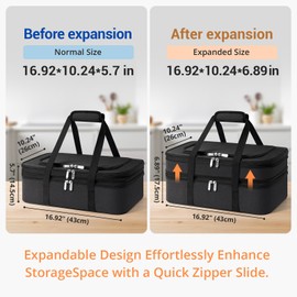 MIAOJIE Insulated Double Casserole Carrier - Portable Casserole Carriers for Hot or Cold Food Lunch Tote Warmer or Cooler Bag for Potluck Parties Picnic Cookouts, Fits 9" x 13" Baking Dish -Black