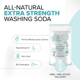5 Pounds All-Natural Washing Soda (Soda Ash), Product of the USA. Recyclable and Reusable Bag, Due to tariffs packaging may vary