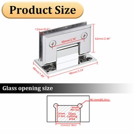 Alise Glass Shower Door Hinge,Hinges for Glass Doors,Heavy Duty Solid SUS304 Stainless Steel 90° Cabinet Hinges Wall to Glass,Frameless Shower Doors Hardware Replacement Part,Brushed Nickel BL9900-LS