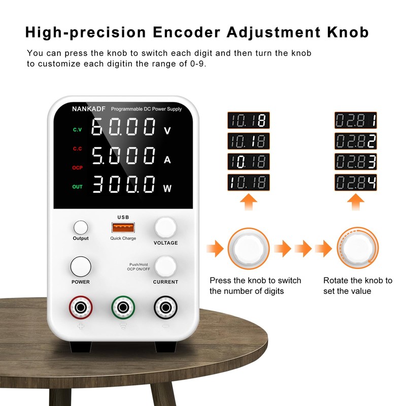 DC Power Supply Variable, Bench Power Supply with Encoder Adjustment