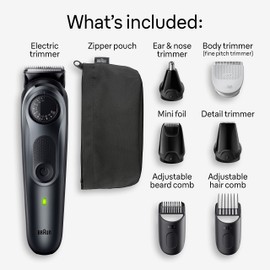 Braun All-in-One Style Kit Series 5 5480, 8-in-1 Trimmer for Men with Beard Trimmer, Body Trimmer for Manscaping, Hair Clippers & More, Ultra-Sharp Blade, 40 Length Settings, Waterproof