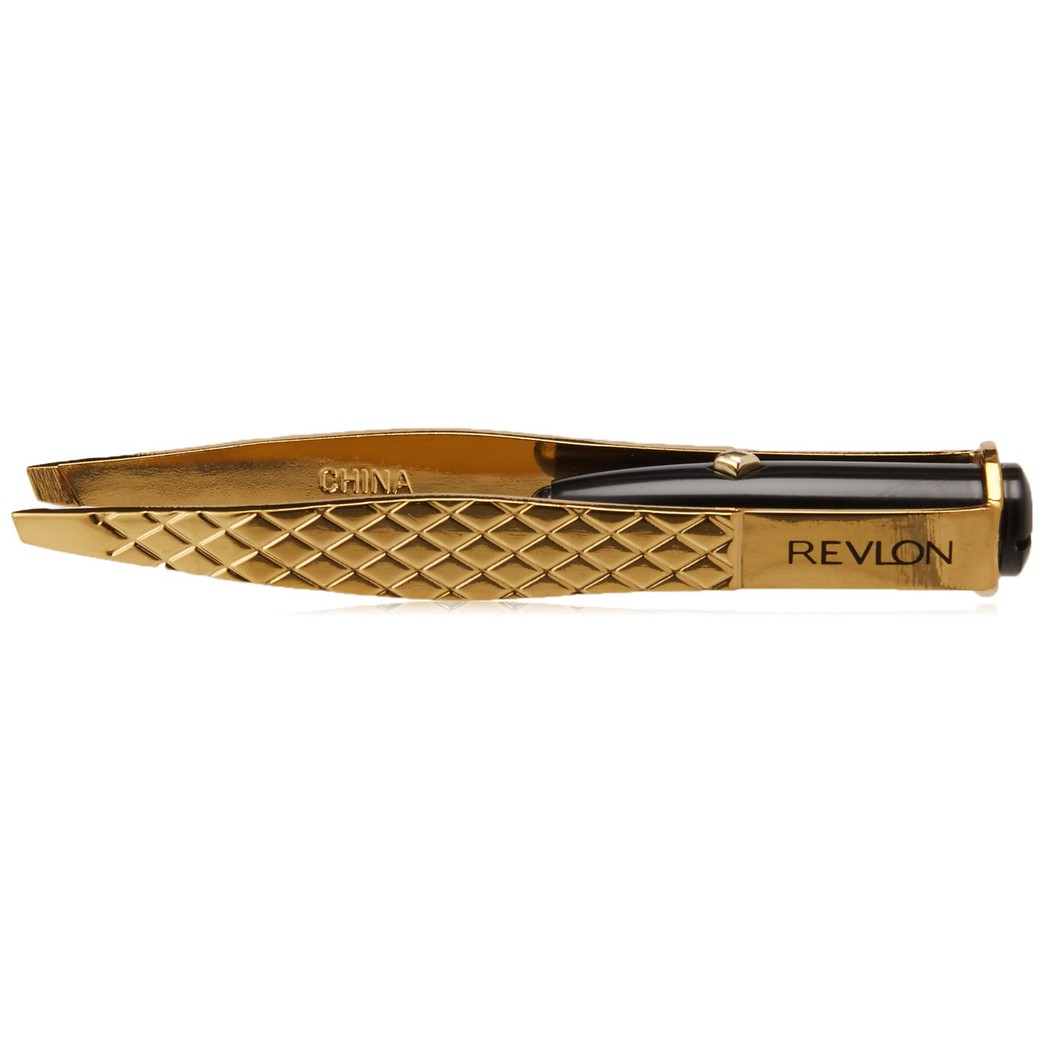 Revlon Gold Series Lighted Slant Tweezer, Titanium Coated for Maximum Durability
