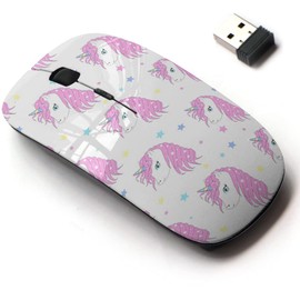 2.4G Wireless Mouse with Cute Pattern Design for All Laptops and Desktops with Nano Receiver - Cute Unicorn Magic Icons