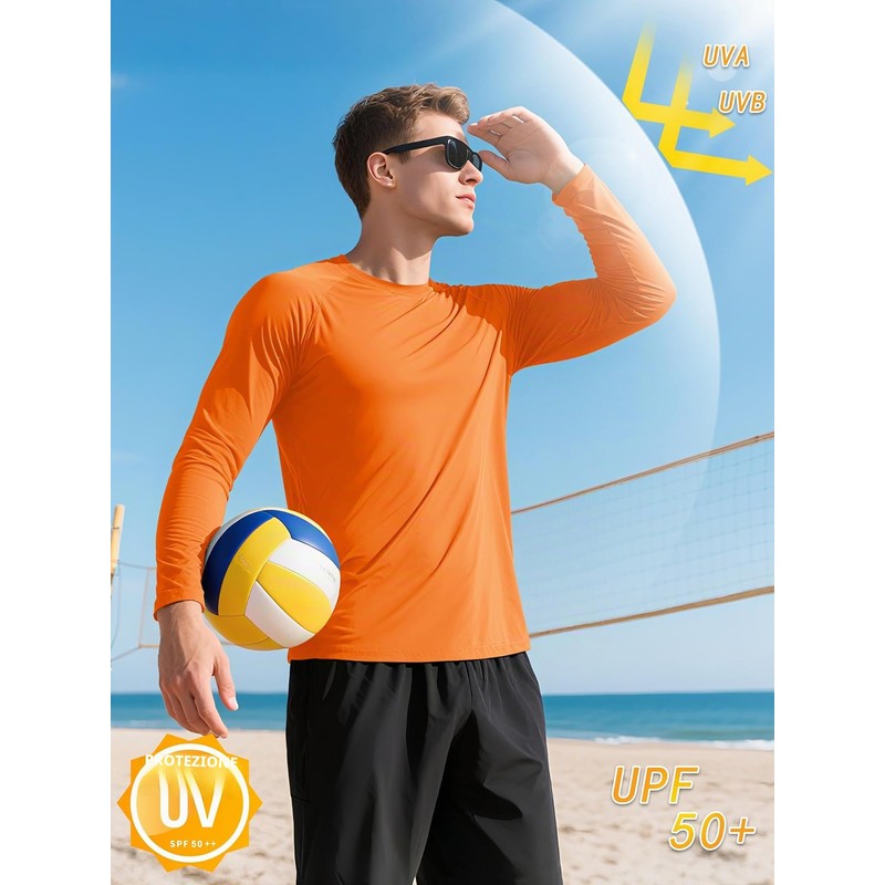 KEFITEVD Maglietta Protezione UV UPF 50+ Uomo Maniche Lunghe Estiva