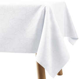 Filumi Tablecloth, 140 x 280 cm, White, Washable, for Indoors and Outdoors, Marble Pattern, Manil