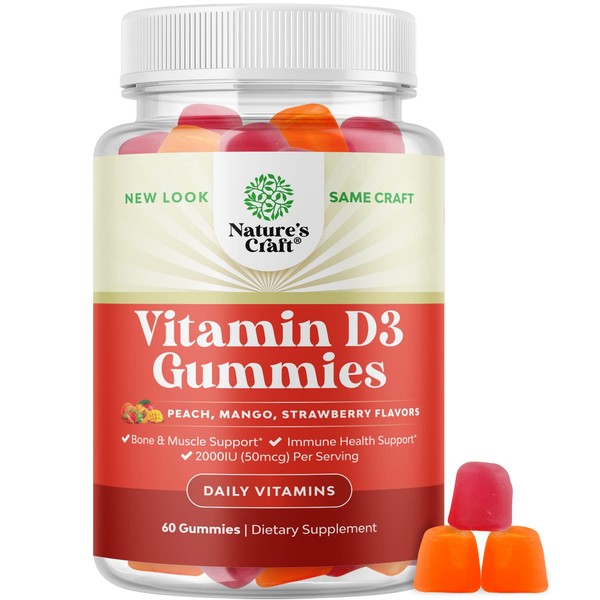 Vitamin D3 Immune Support Gummies - Vitamin D 2000 IU Adult Gummy Vitamins for Bone Strength Heart Health and Immune System Supplement - Vitamin D3 2000IU Immune Vitamins for Adults Immune Booster
