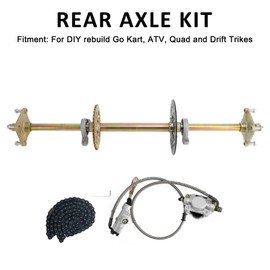 Bruce & Shark 32''(815mm) Go Kart Rear Axle Assembly Kit with Rear Axle Kit + Pair of Pillow Blocks + Sprocket + Brake Assembly +Chain live Axle Kit for DIY Go Kart ATV Quad Drift Trikes Buggy