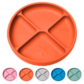 TalkTools ITSY Silicone Baby Plates Suction - Baby Feeding Essentials, Toddler Plates, Baby Food Containers, Divided Plates for Kids, Plates with Dipping Section, Baby Eating Essentials (Tangerine)