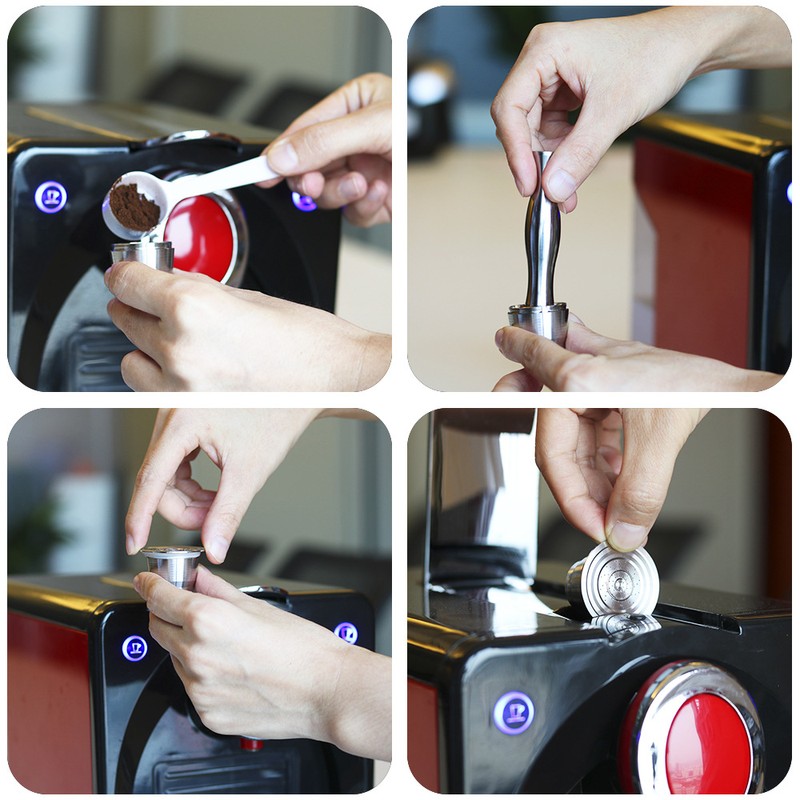Stainless Steel Reusable Coffee Capsules with Press Coffee Tamper Refillable