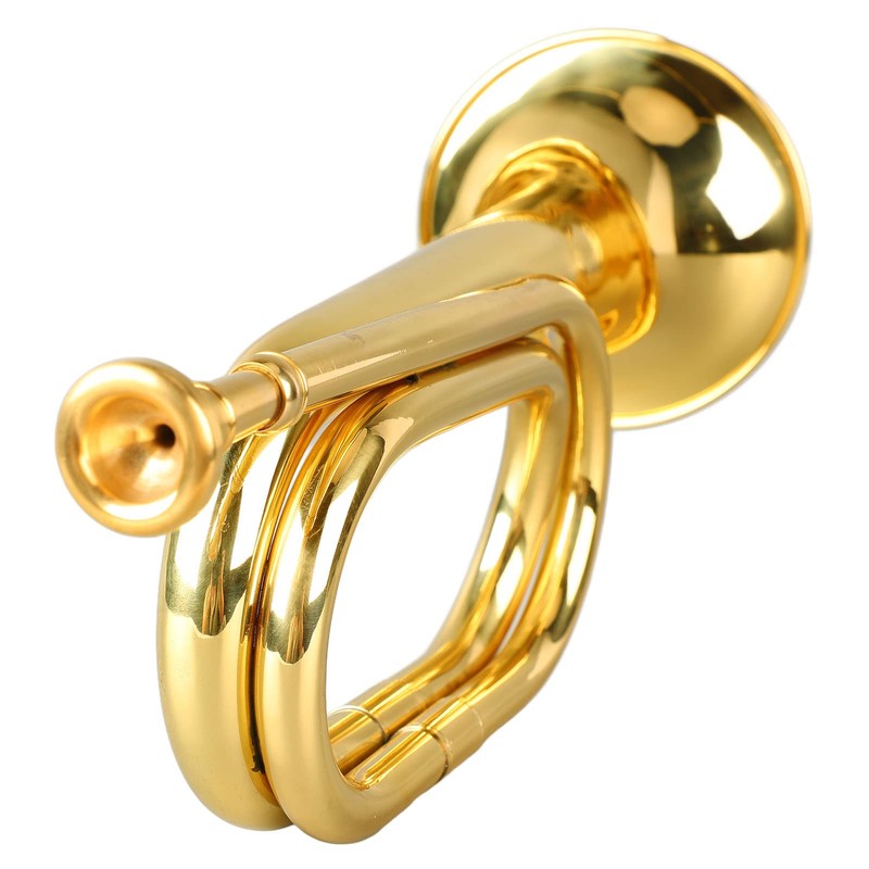 Military Trumpet,Flat Bugle Brass Cavalry Scouting Trumpet with Mouthpiece for