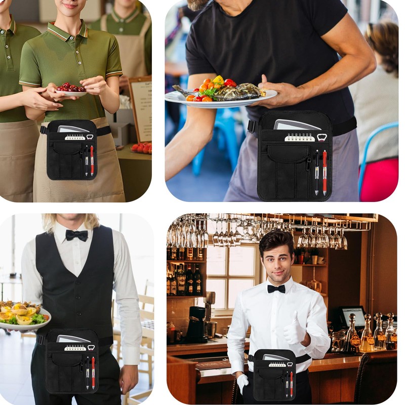 Merleu Quality Server Apron,Machine Washable Waitress Apron with Adjustable Belt,Durable