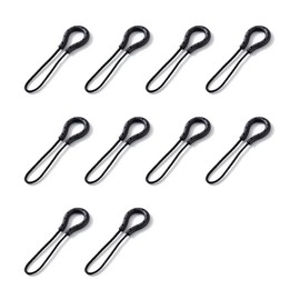 10Pcs Zipper Pulls Extension Handle Cord, Finger Use Plastic U-Shape Tab Tag Extender for Luggage Backpacks,Jacket, Purse (Black)
