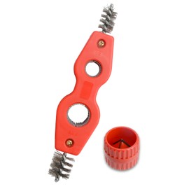 Copper Pipe Cleaner and Reamer Set, 4 in-1 Copper Tubing Brush Pipe Inside and Outside Wire Brush, Copper Pipe Deburring Tool for Soldering, Copper Pipes, Tubes, Pipe Deburring - Red