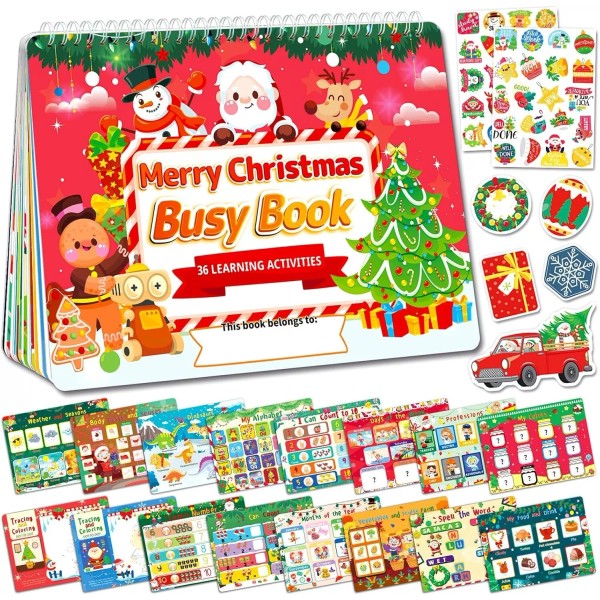 Christmas Busy Book for Toddlers 3-5 Montessori Preschool Learning Activities