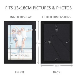 Icona Bay 13 x 18 cm Black Picture Frame, Sturdy Wood Composite Photo Frame 13x18, Sleek Design, Table Top or Wall Mount, Exclusives Collection