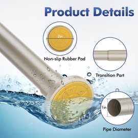 Shower Curtain Rod Adjustable 32"-55", No Drill Curtain Rod Tension Shower Curtain Rod Stainless Steel Rust Proof for RV Shower Rod Shower Stall, Nickel