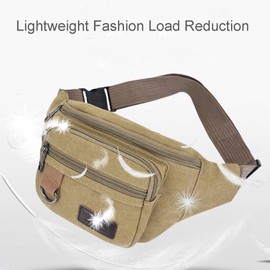 Unisex Canvas Fanny Pack Casual Crossbody Wallet Waist Bag Bum Bag for Sports Festival Workout Morning Jogging Running (Black)