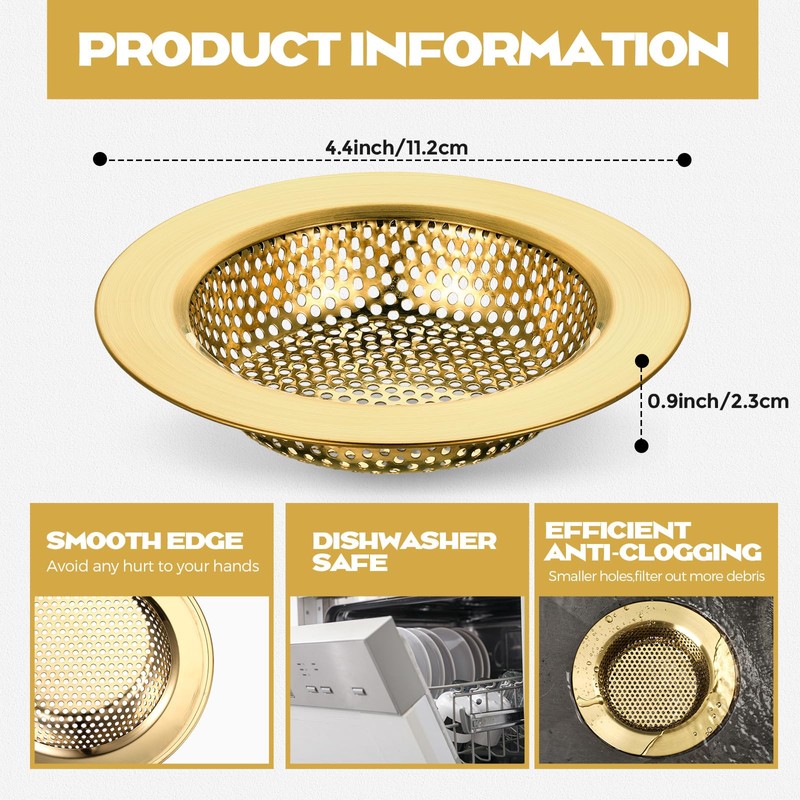 Retisee 2 Pcs Sink Strainer Stainless Steel Kitchen Sink Drain