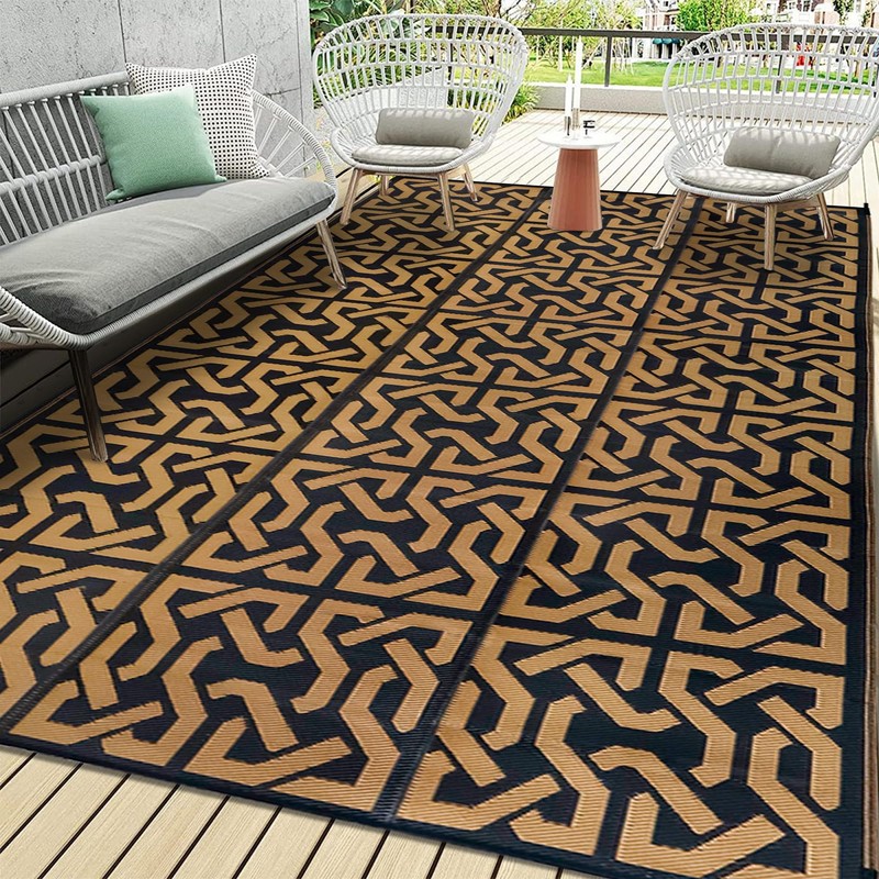SAND MINE Reversible Mats, Plastic Straw Rug, Modern Area Rug,