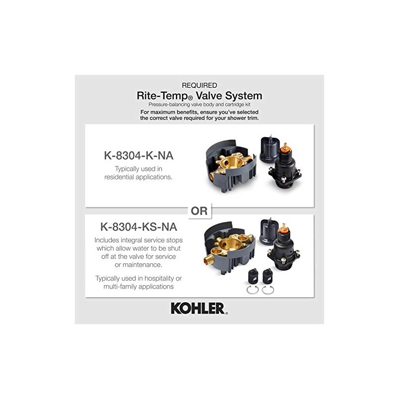 Kohler TS98147-4-CP Rite-Temp® Valve Trim with Lever Handle