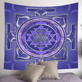 SHRAPHY Sri Yantra Tapestry Mandala Yoga Meditation Tapestry Sacred Geometry Wall Decor Art Wall Hanging for Dorm Living Room Bedroom Decor 60x60 Inches GTWYUH426
