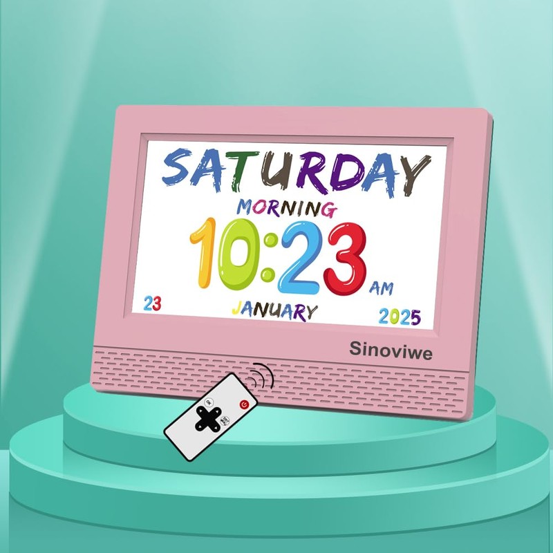 Sinoviwe Digital Alarm Clock with 7'' HD Screen, Calendar Function,It