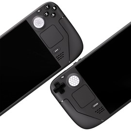 PlayVital Thumb Grip Cap for Steam Deck LCD, Joystick Cap Cover for PS Portal, Grip Joystick Cap for Steam Deck OLED, Diamond Grain & Crack Bomb Design [White]