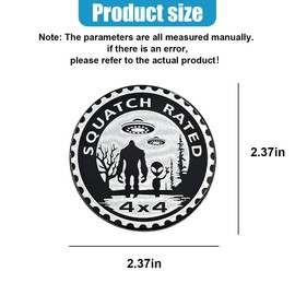 UHANBUT Squatch Badge Rated Car Emblem, 4 x 4 Metal Automotive Badge, 3D Round Car Stickers Decals, Vehicles Exterior Decoration Accessories Compatible with Trucks, SUVs, RVs (Alien)