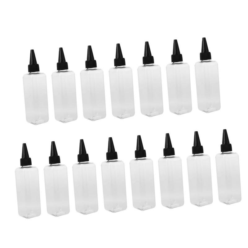 FRCOLOR 15pcs Clear Hair Dye Bottles with Pointed Mouth for
