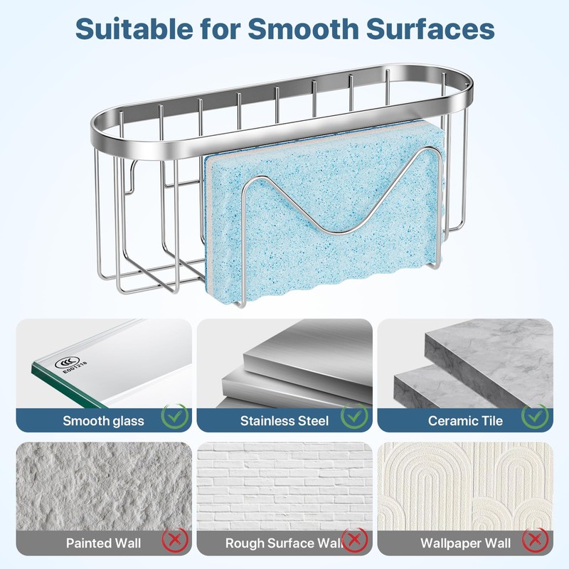 Sponge Holder,Multifunctional Sponge Holders with Two Installation Methods Kitchen Sink