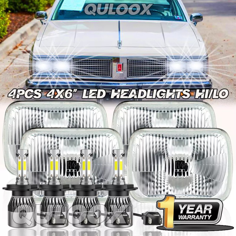 QULOOX 4pc 4x6" Led Headlights Hi/Lo Beam For 1980 -