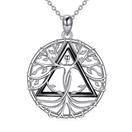 CRMAD AA Sobriety Gift Sterling Silver Tree of Life Necklace Prayer Recovery Gifts for Women Men (Sobriety)