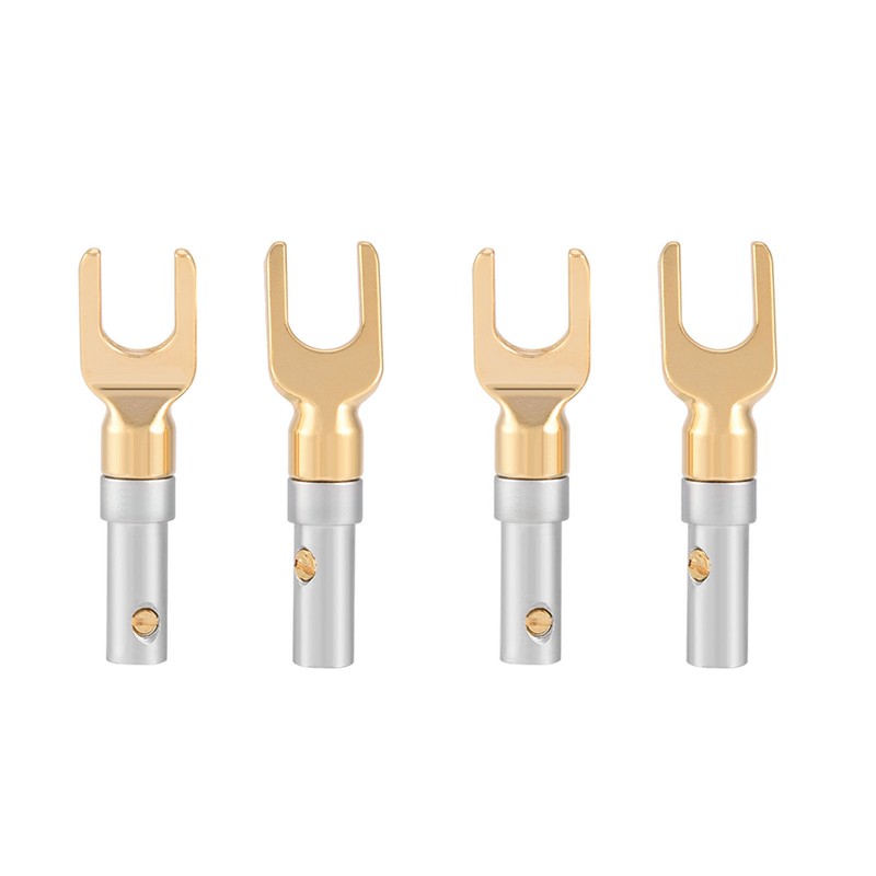 6 Pcs Gold Plated 4mm Banana U Fork Y Spade