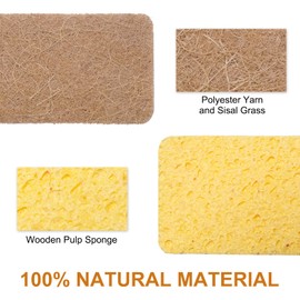 8 Pack Eco Compostable Sponge Kitchen Dish Sponge Biodegradable Washing Up Scrubber Sponges for Dishes with Heavy Duty Scouring Pad