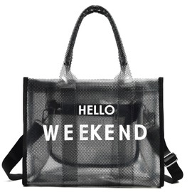 IwIeIaIrI Clear Beach Tote Bag Stylish & Waterproof Iridescent Tote Bag for Women Sports Travel Friendly Holographic Handbag Transparent PVC Summer Bag Ideal for Pool Beach Gym (Laser Purple)