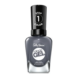 Sally Hansen Miracle Gel Salon Quality Nail Polish | Gel-Like Formula, Two-Step System, No UV Light Needed, Long Lasting | Opaque, Shiny | 809 Slate-R Girl | Dark Gray Nail Polish