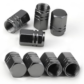 THJOPOKEEL 8 Piezas Tapones de válvula de neumático para automóvil, a Prueba de Polvo, Forma Hexagonal (Negro)