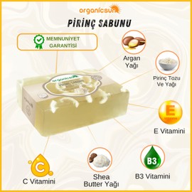 Organicsun Doğal Pirinç Sabunu 140 Gr x 2 Adet Tüm Cilt Tipleri İçin Beyazlatıcı Etkili