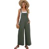 Flygo Jumpsuits for Women Cotton Linen Bib Overalls Loose Fit